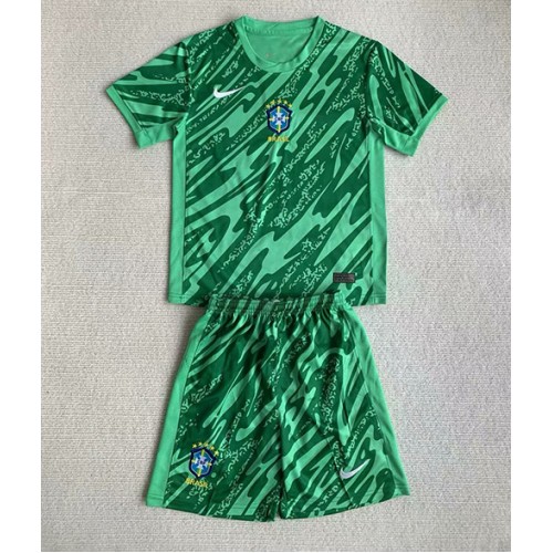 Fotbalové Dres Brazílie Brankářské Dětské Domácí Copa America 2024 Krátký Rukáv (+ trenýrky)